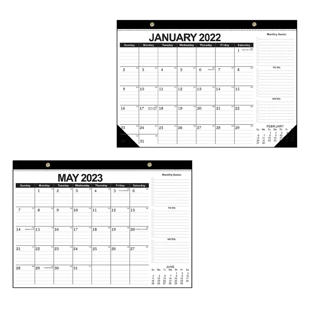 

1Pc 18 Months Calendar Office Calendar Daily Calendar Practical Calendar (Black)