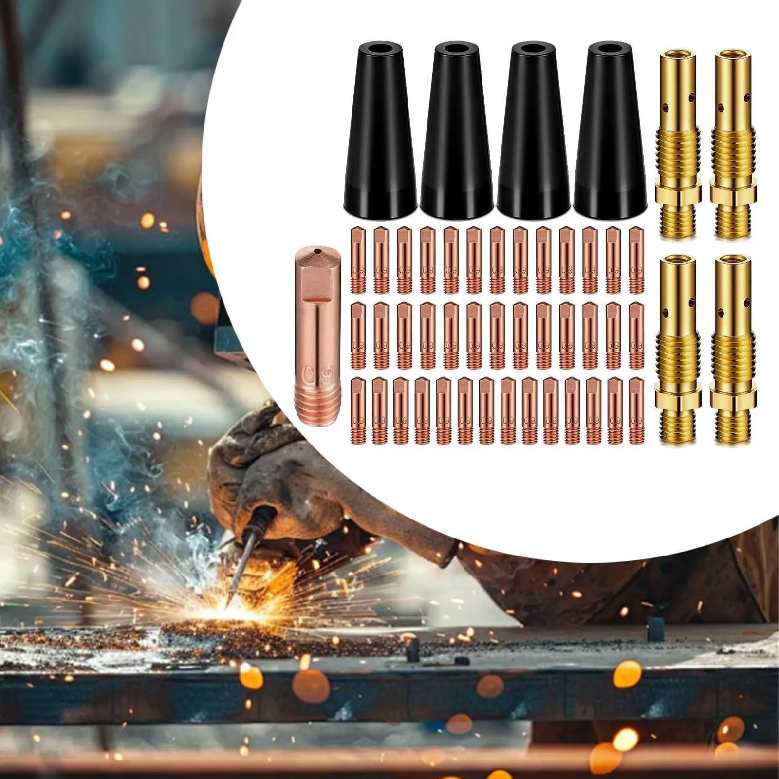 48 шт. комплект наконечников для безгазовых сопел с флюсовым сердечником