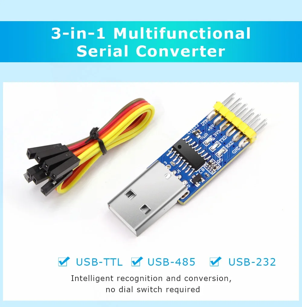Фото Многофункциональный USB-UART преобразователь WitMotion 6-в-1 (USB-TTL/RS485/232, TTL-RS232/485, 232-485) с чипом CH340/CP2102 №4