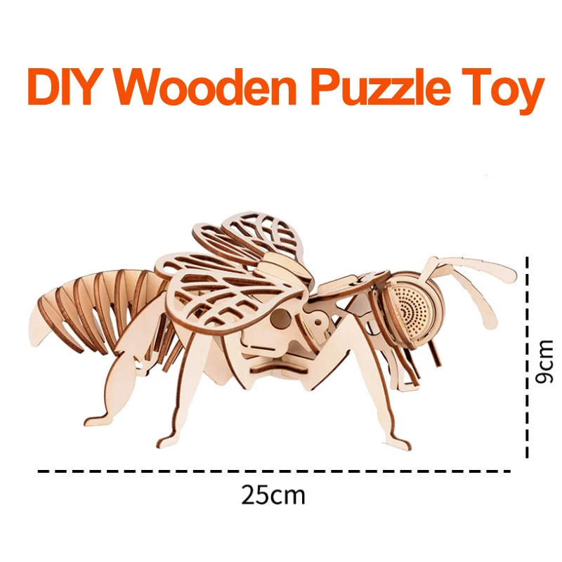 

3d Wooden Wasp Science and Education Model Jigsaw Toys Crafts Gifts Ornaments Puzzle Creative Decompression Gift P309