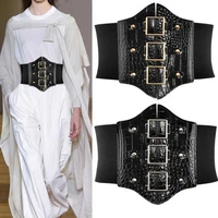 luxury crocodile pattern decorative belt ladies stretch leather belt women body shaper fashion waistband wide corset girl female
