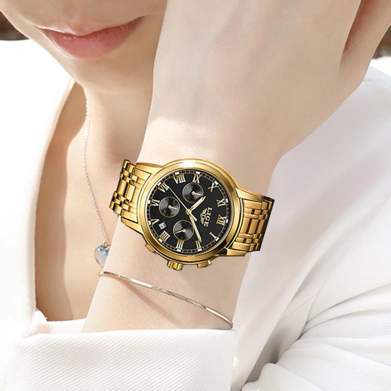 LIGE  New Fashion Women Watches Ladies Top Brand luxury Waterproof Quartz Clocks Watch Women Stainless Steel Date Gift Clock