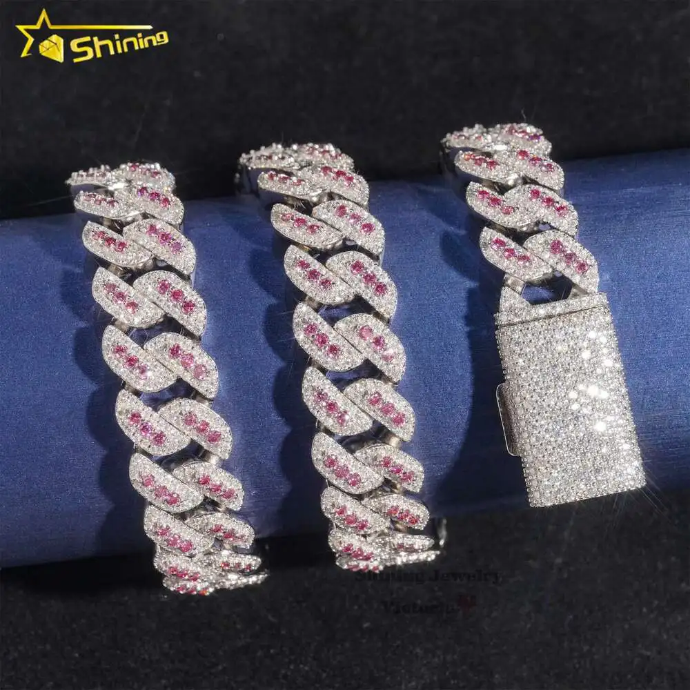 Женская Серебряная цепочка с муассанитом в стиле хип-хоп 15 мм