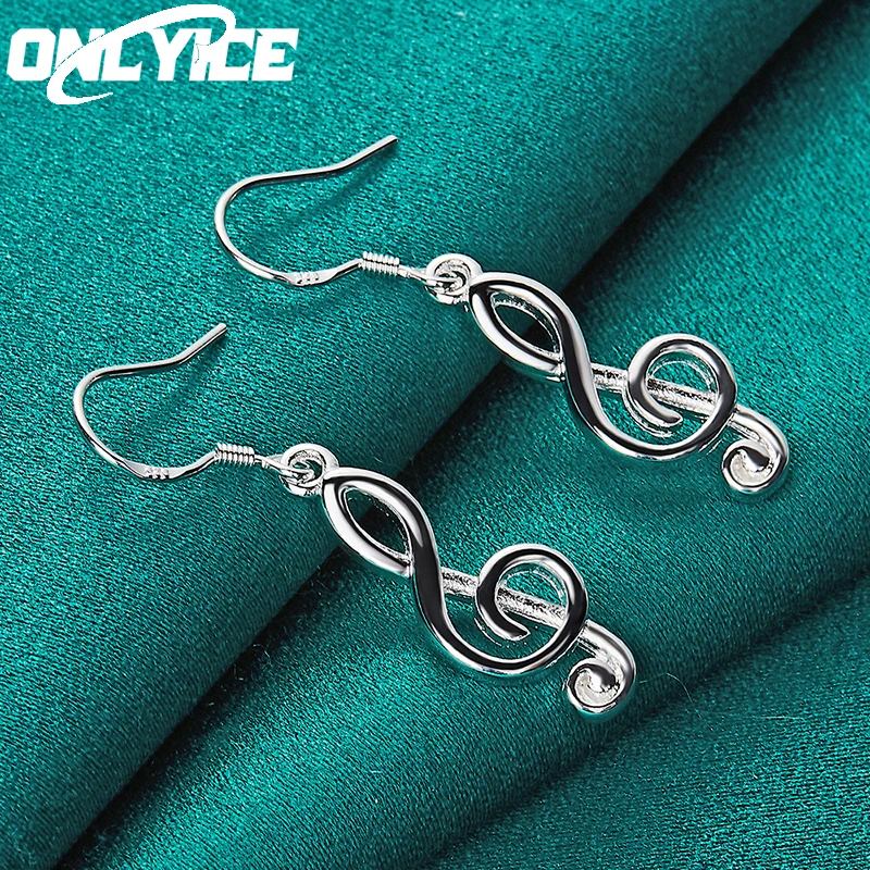 

New Charm 925 Sterling Silver Earrings For Women Wedding Fashion Jewelry Trend Music Notation Drop Earrings Christmas Gifts