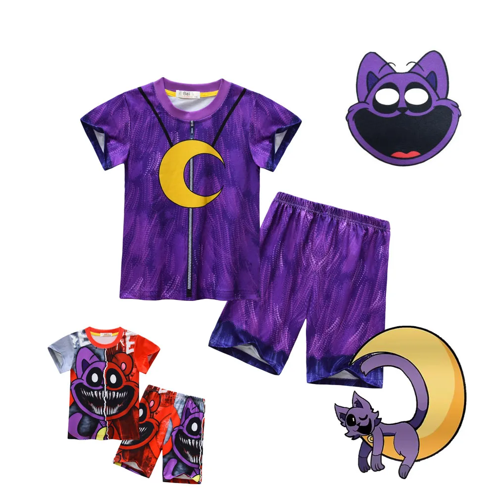 Детские косплей улыбающиеся животные 2 шт. футболки с короткими рукавами и