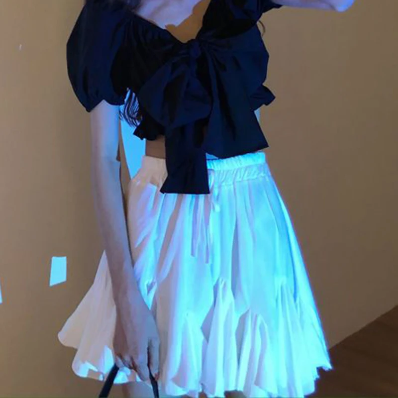 Мини-плиссированная Юбка Для Женщин С Оборками Элегантное Белое Летнее Вечернее