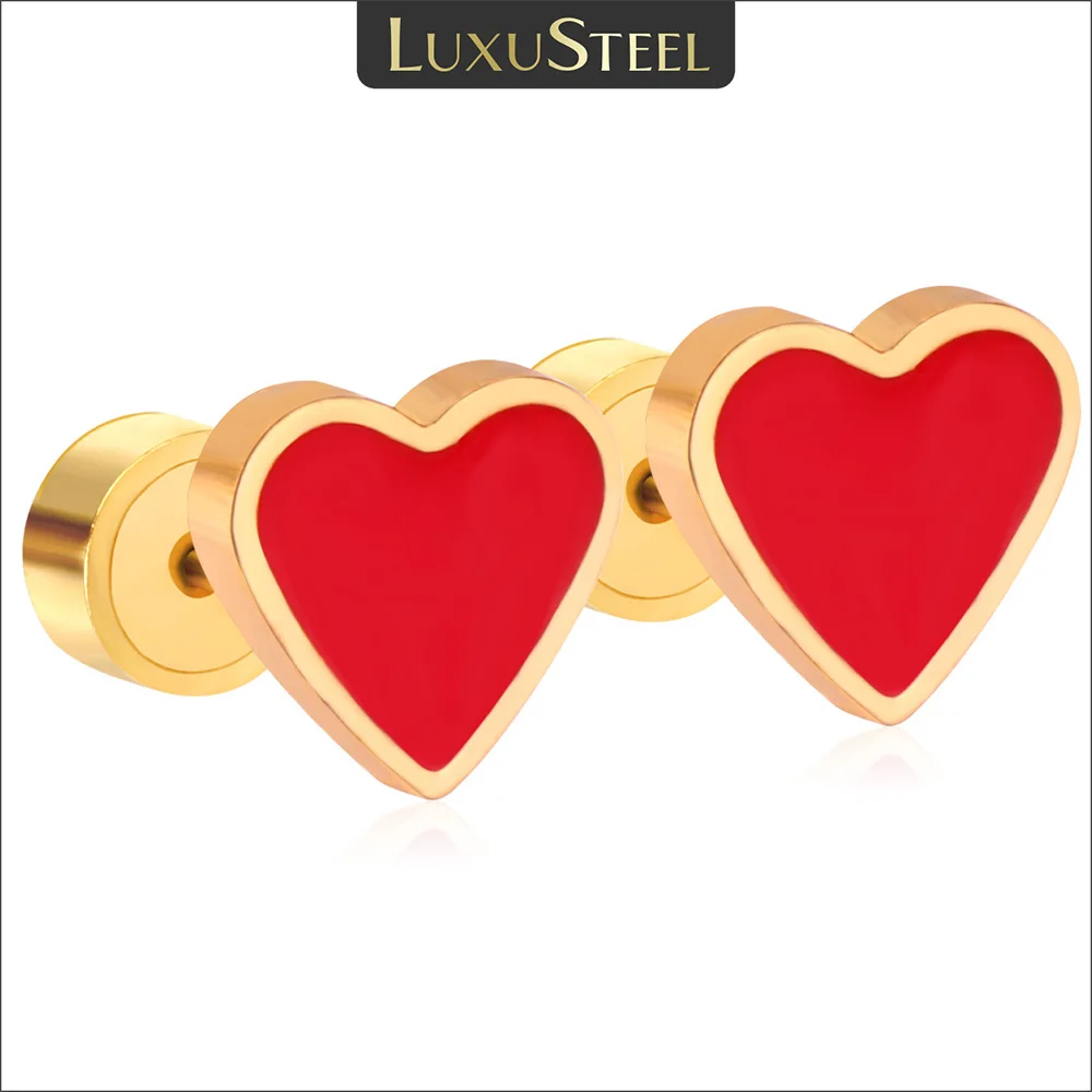 Женские серьги-гвоздики из нержавеющей стали в форме сердца