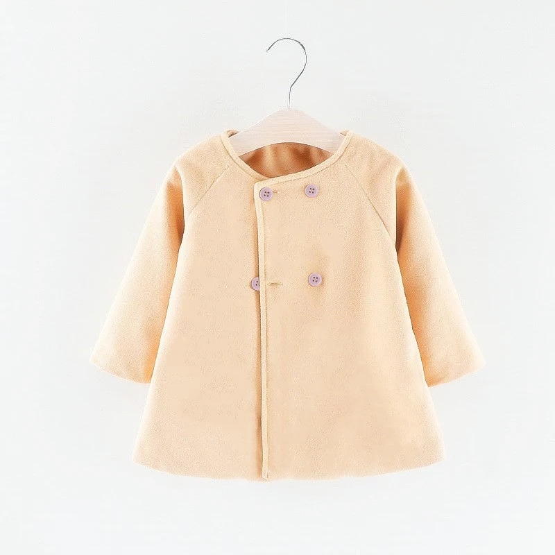 

hibobi Baby Girl Coat Long Sleeve Button Solid Infant Jacket Autumn Winter Toddler Outwear Kids Clothing