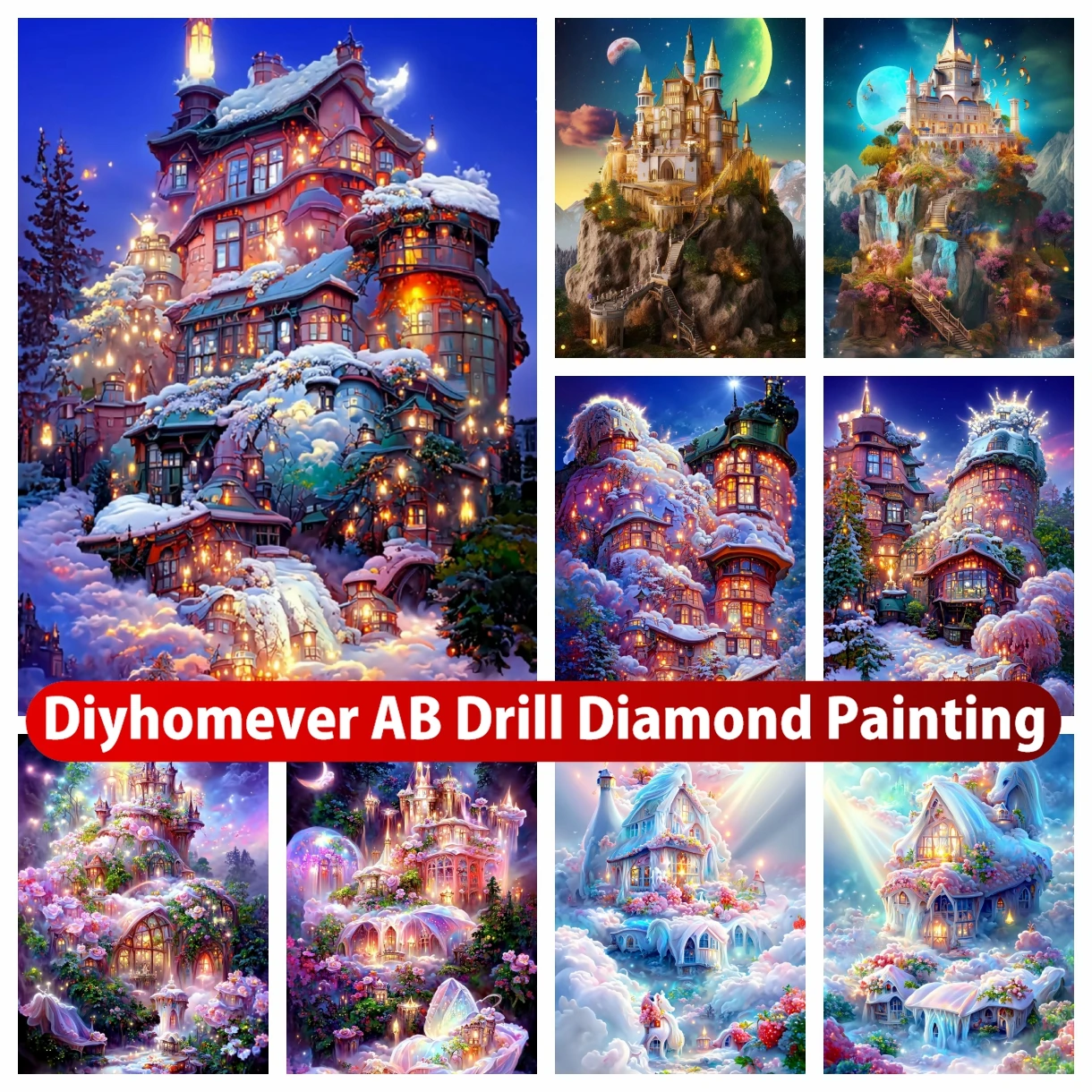 

Dream Castle Garden 5D DIY AB Diamond Painting Embroidery Cross Stitch Fantasy Landscape Mosaic Picture Handicraft Home Decor