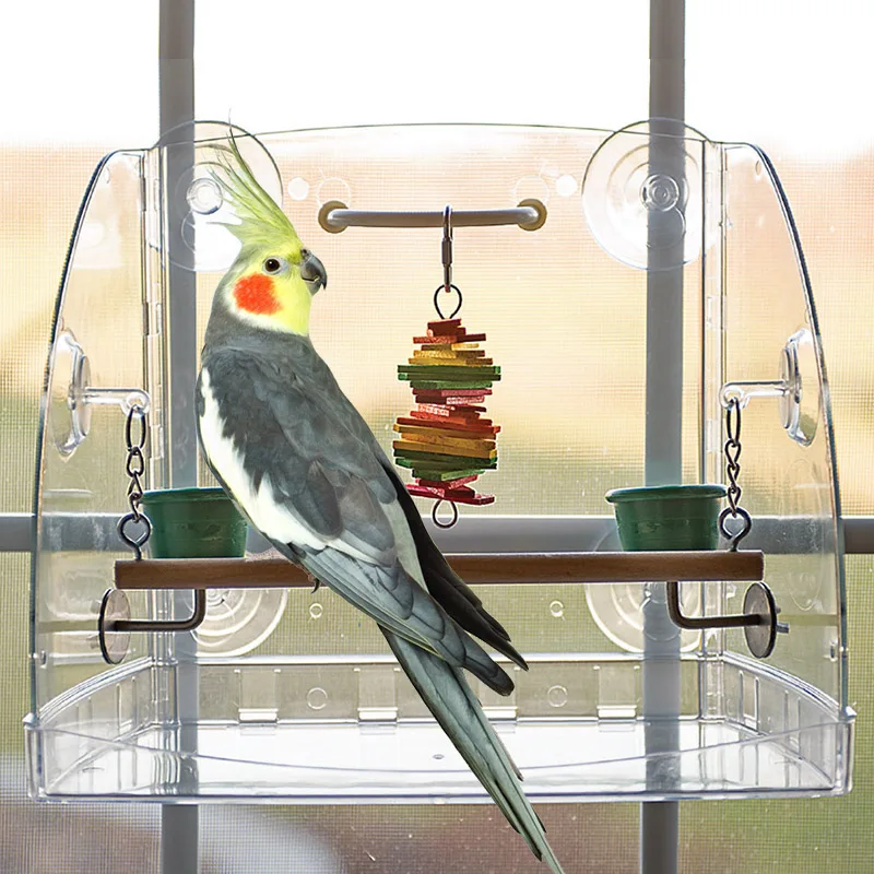 CAITEC Bird Toy Window Play Center Open Design Tough Durable Bite Resistant Suitable for Small Parrots