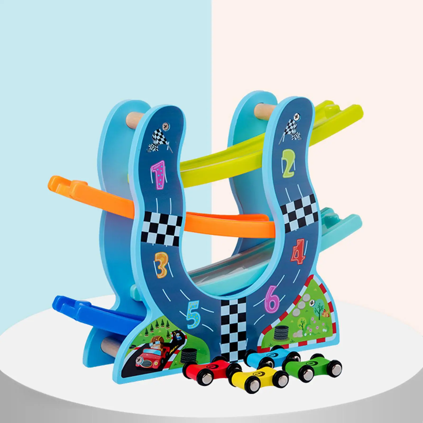 

Wooden Race Track Racing Car Toy Playsets for Children Baby