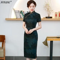 nvnang chinese cheongsam spring and autumn new long split cheongsam modified chinese style dress slim banquet gown
