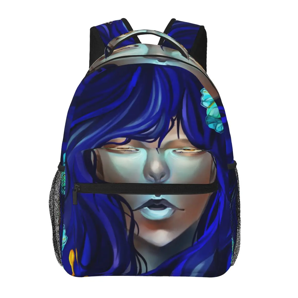 

A Fantasy Lady With Blue Hair And Irises Backpack for Girls Boys Travel Rucksack Backpacks for Teenage school bag