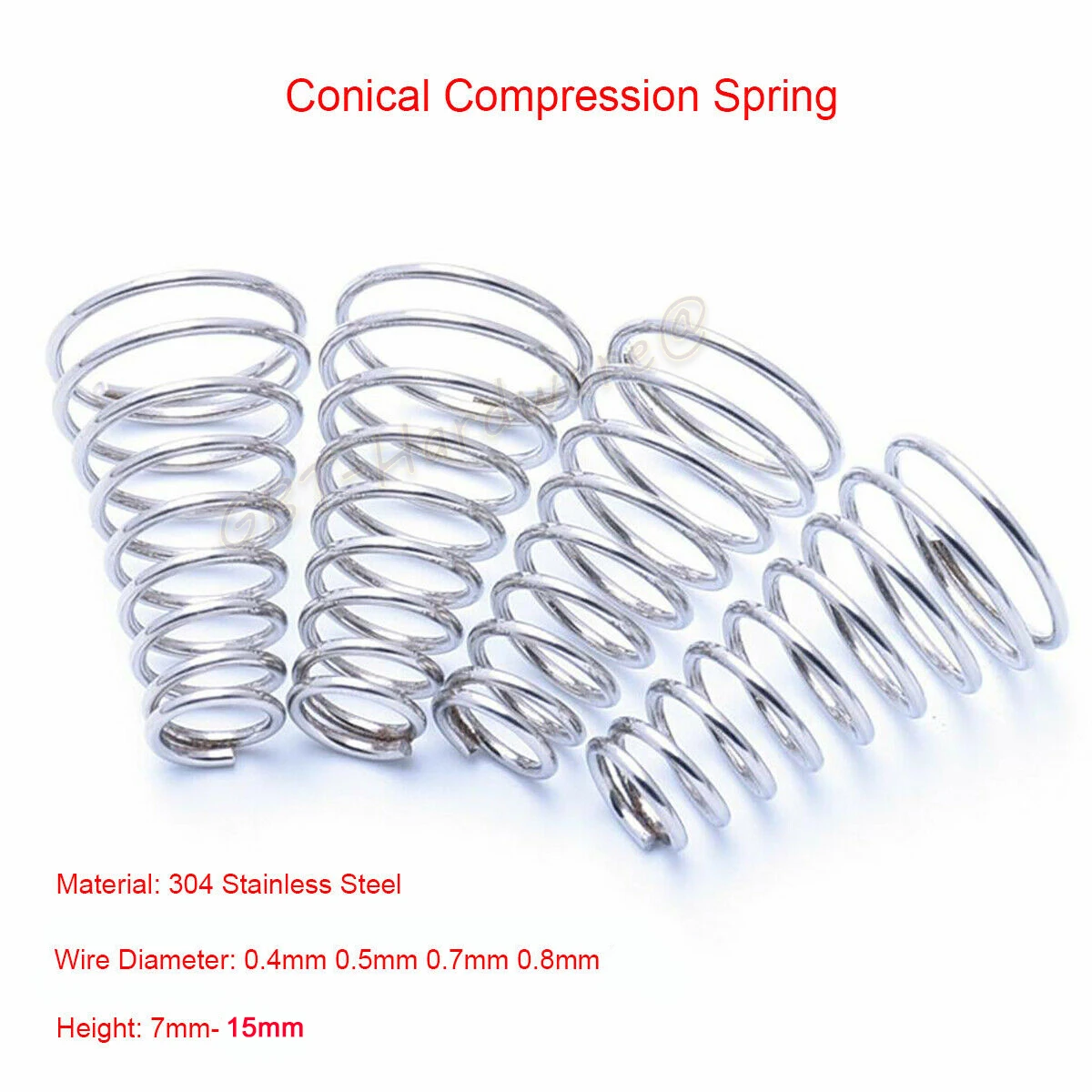 

304 Stainless Steel Conical Cone Compression Spring Corrosion Resistant Wire Diameter 0.4 0.5 0.7 0.8mm For Automobile