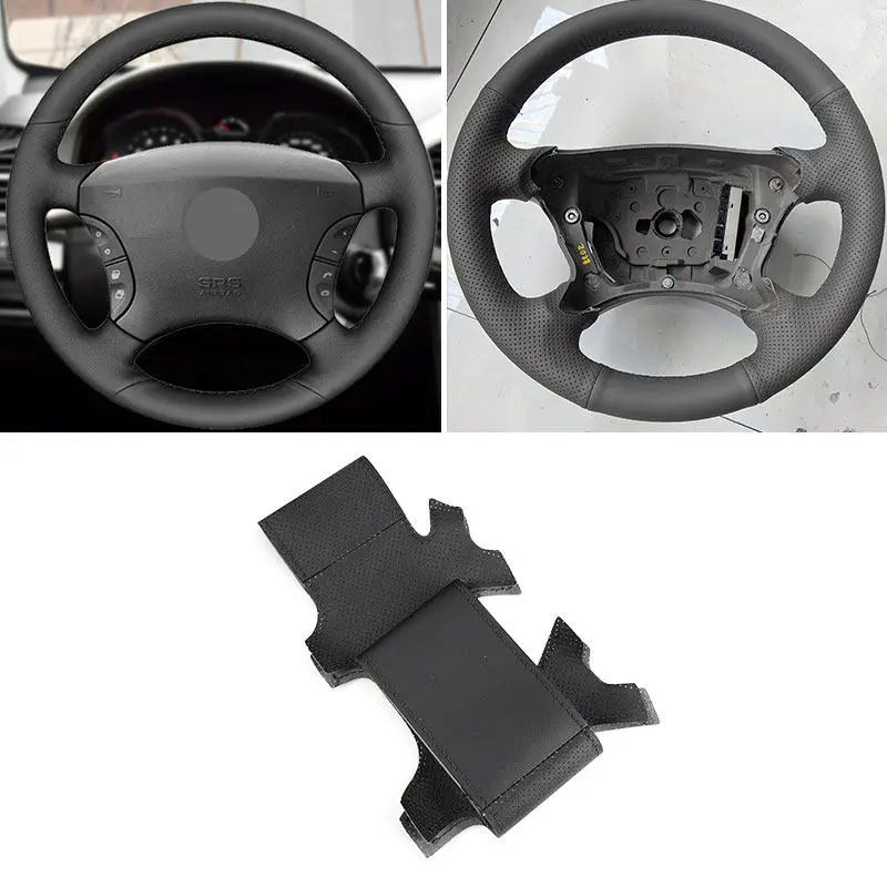Оплетка на руль автомобиля черный кожаный чехол из микрофибры для Mercedes Benz S Class W220