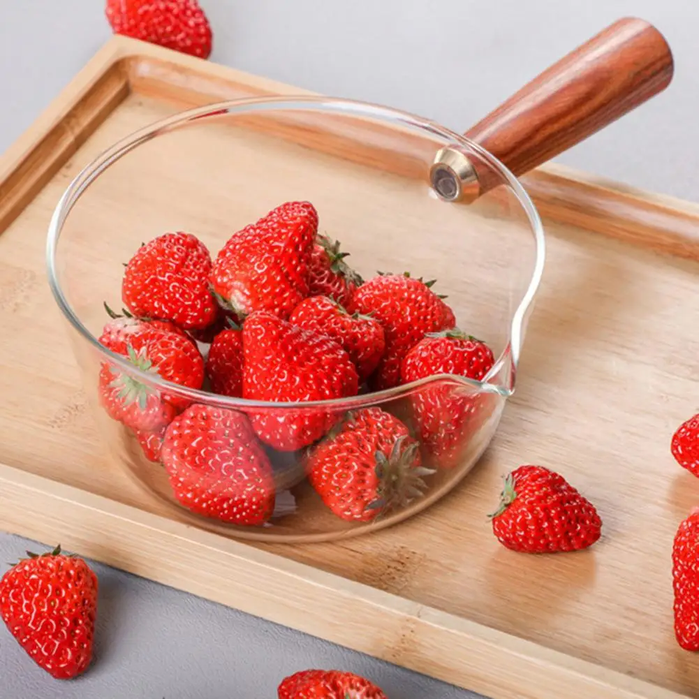 

500/900ml Soup Pot Healthy Stable Heat-resisting Soup Milk Pot Pan Glass Cooking Small Saucepan for Indoor