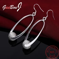 925 stamp silver color balls dangle earrings for women fashion valentine long earrings bride wedding party jewelry gaabou