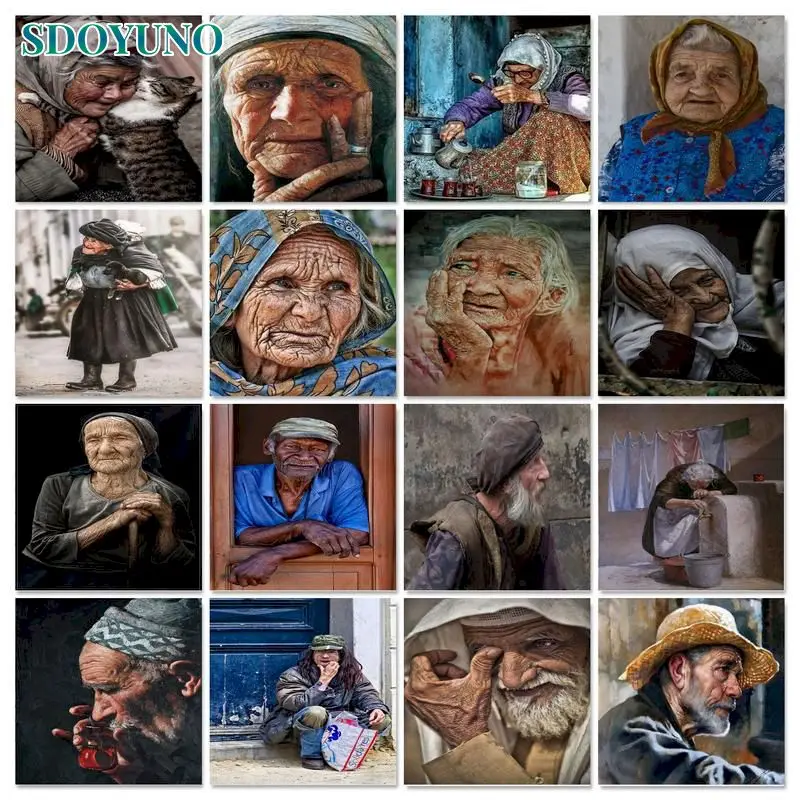 

SDOYUNO DIY Painting By Numbers Old Man Paint By Numbers For Adults Figure Picture Drawing 60x75cm Frames Decor Home Wall Art