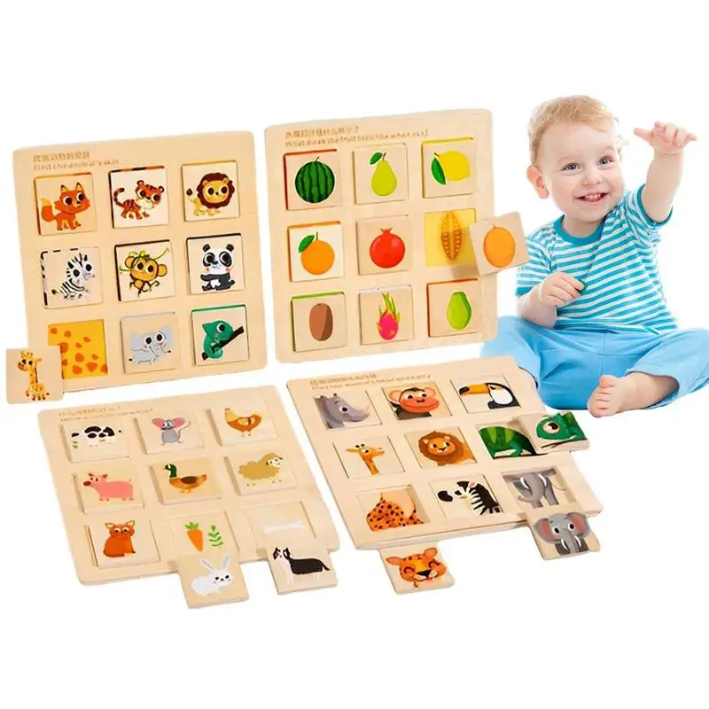

Animal Matching Game Wooden Toddler Learning Toy Fruit And Animal Matching Puzzle Toys Board Gift For Toddler Kids Boys Girls
