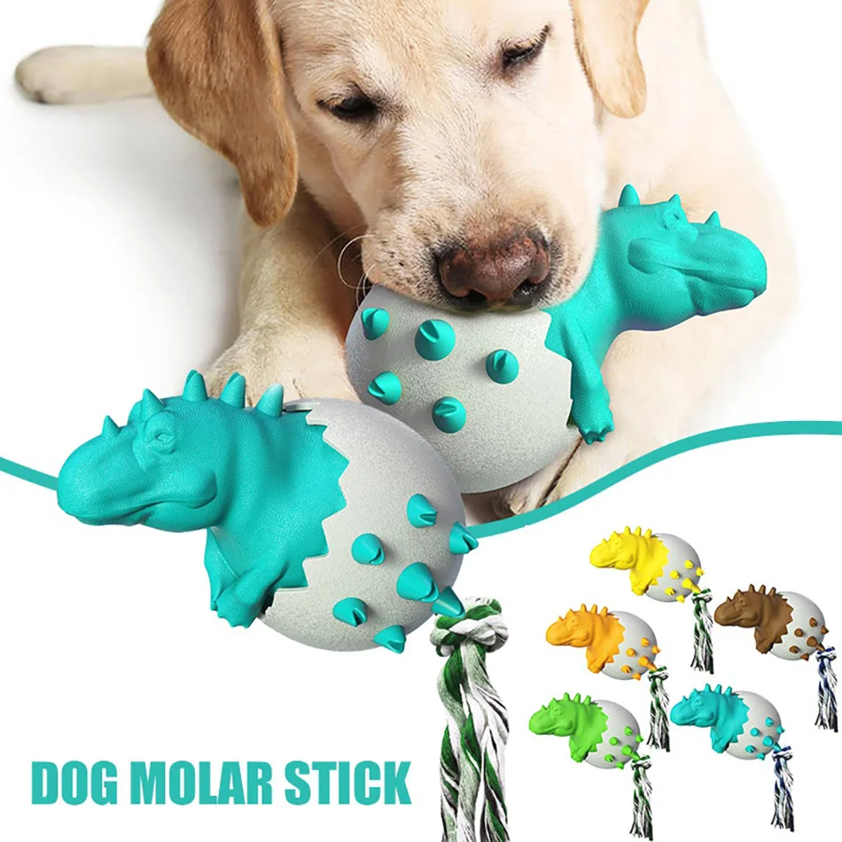 

Bite Resistant Dog Chew Toy Toothbrush Dinosaur Egg Interactive Pet Toy For Small Medium Large Dog Game Play Toy With Rope