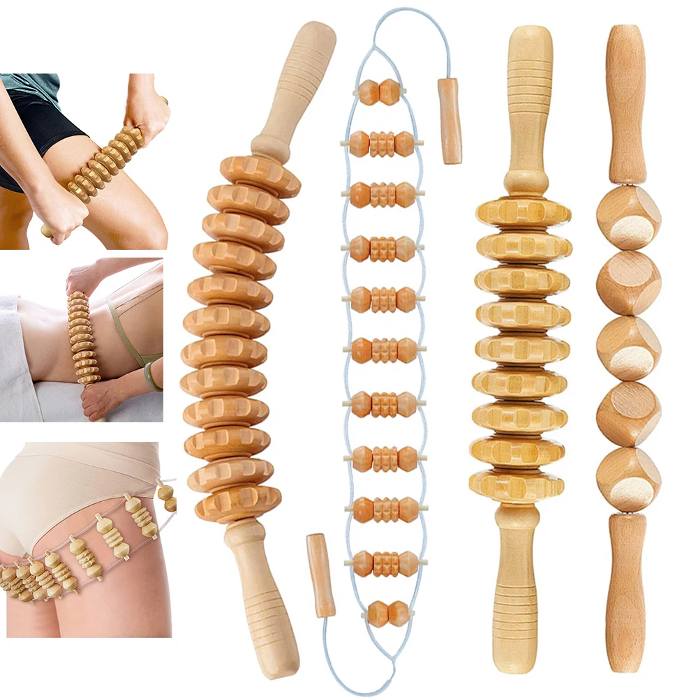 

Wooden Curved Massage Roller Stick Wood Therapy Massage Tools Maderoterapia Kit for Body Shaping,Anti-Cellulite,Muscle Release