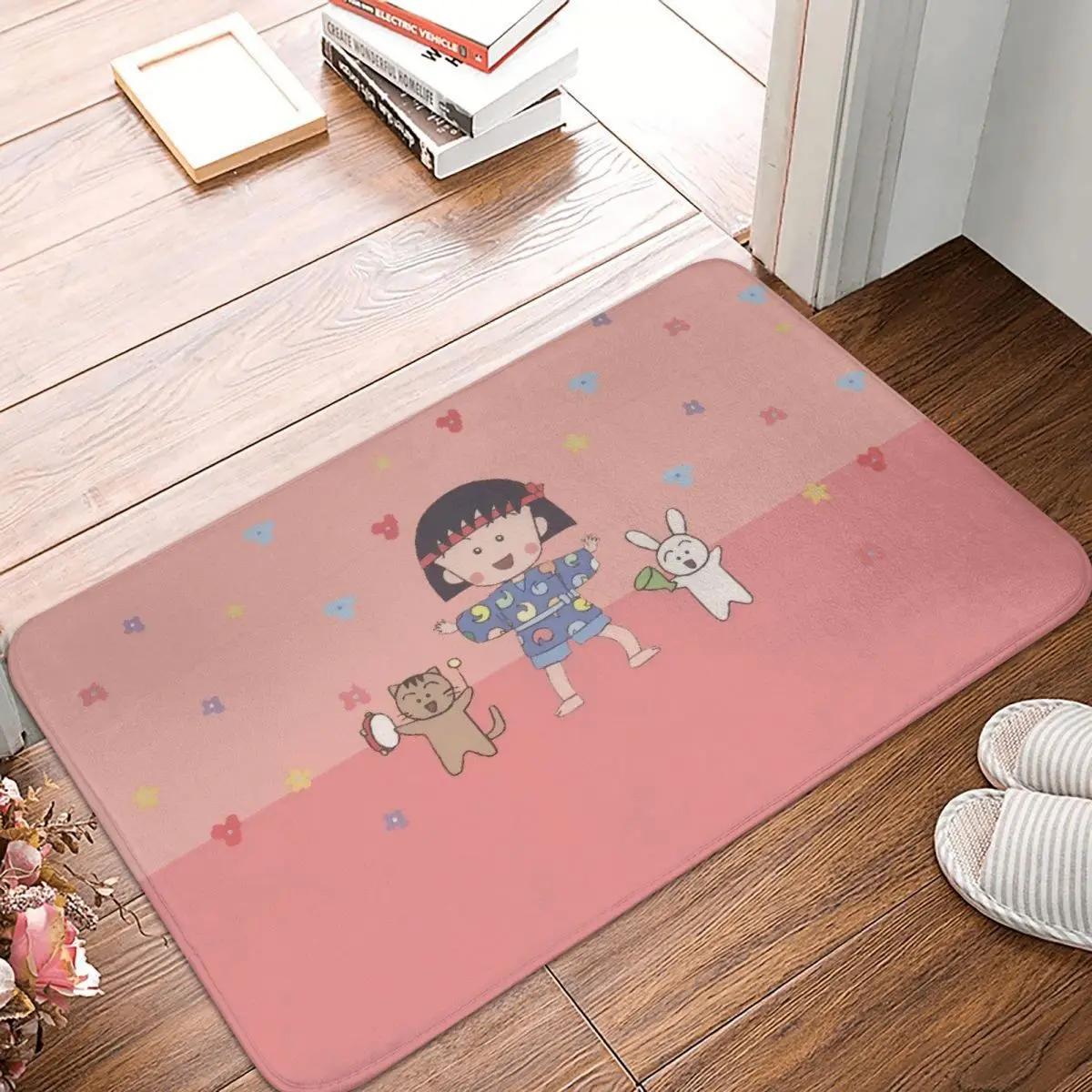 

Chibi Maruko-chan Cute Girl Kitchen Non-Slip Carpet Pink Bedroom Mat Welcome Doormat Home Decor Rug