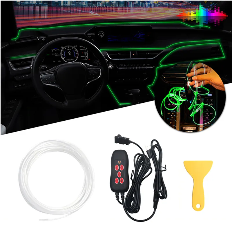 

For Skoda Subaru Cadillac Ford Buick RGB LED Car Interior Neon Wire Strip Atmosphere Light Kit Seat Ambient 4M