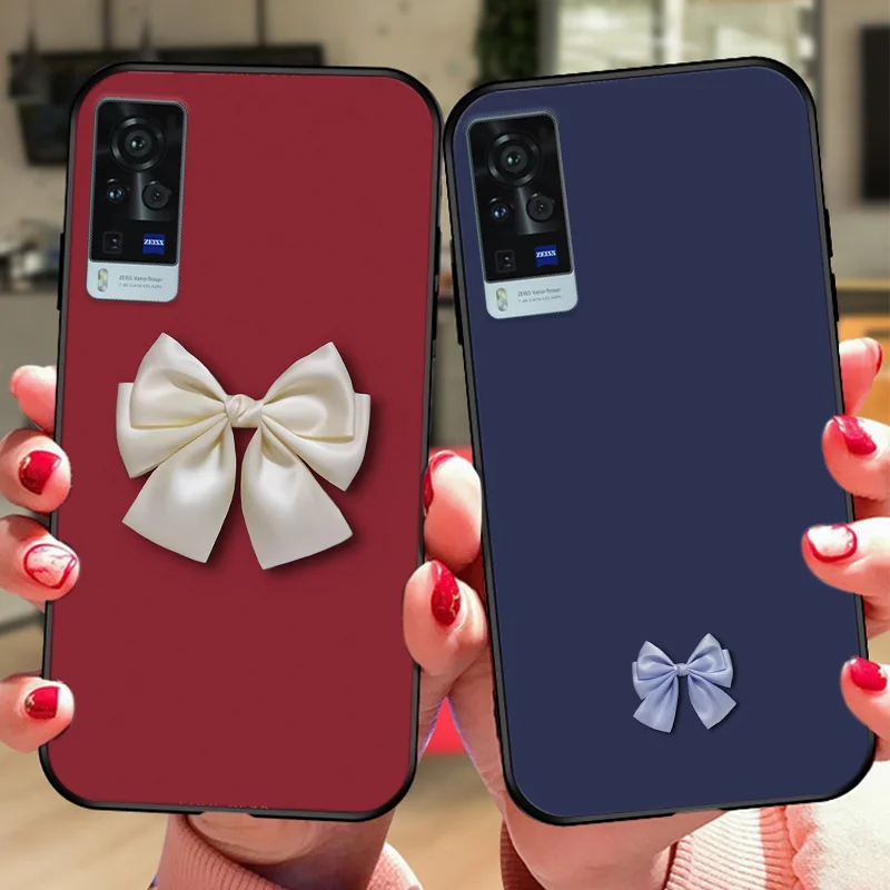 

Cute and pretty Bowknot Phone case for vivo x60 pro plus x50 s7 s9 x30 x27 s9e iQOO 7 3 5 z3 neo pro black Silicone Case