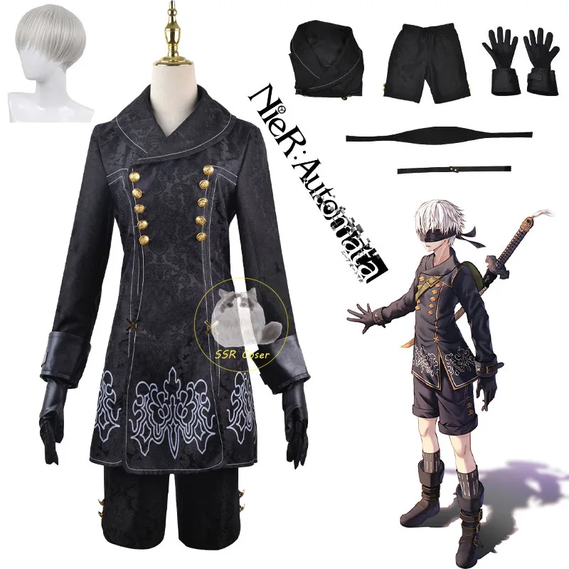 

Game Anime NieR:Automata Cosplay 9S Cosplay Cotsume YoRHa No. 9 Type S Uniform Jacket Pants Eye Wear Gloves Wig Halloween Suit