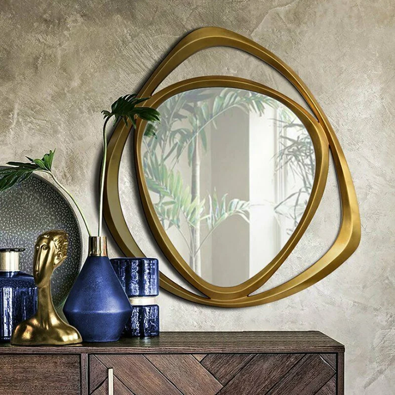 

Gold Wall Mirror Bathroom Irregular Design Creative Wall Mirror Hallway Aesthetic Espejos De Pared Para Dormitorio Nordic Decor