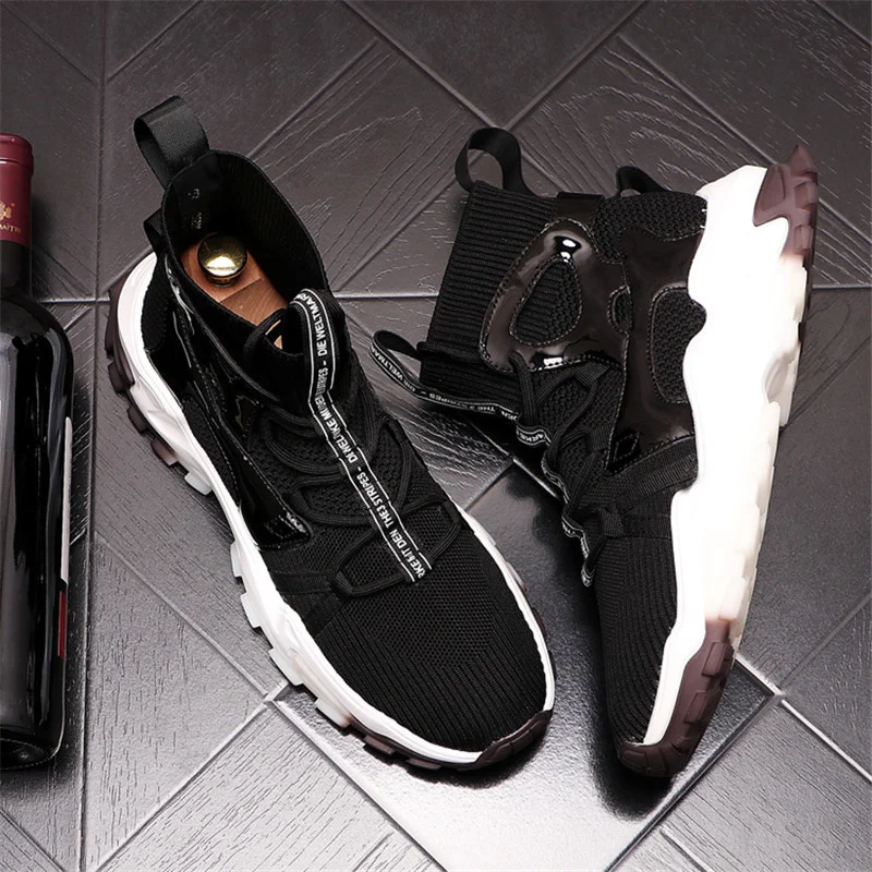 

malha verão Moda meias sapatos hip hop masculino tênis de fundo grosso casual tornozelo botas zapatillas hombre