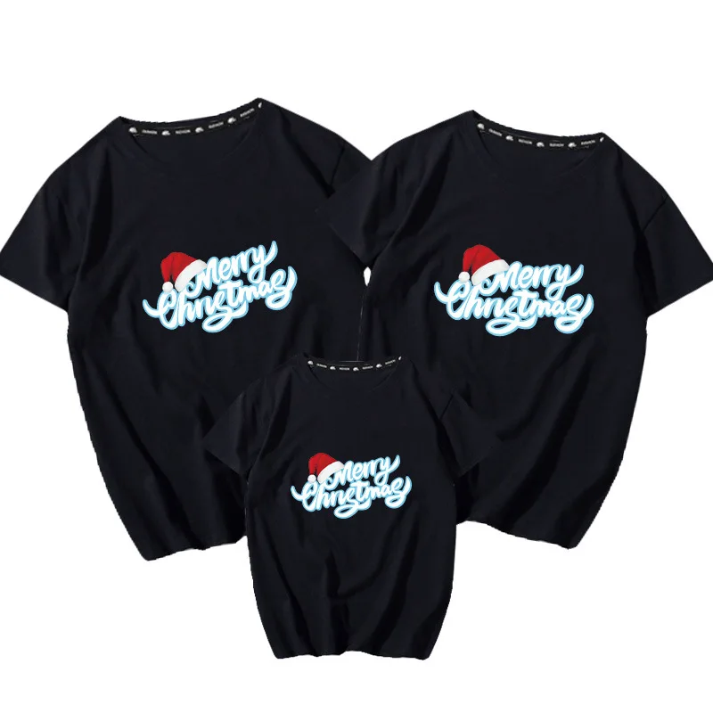 

Dad Mom Daughter Son Cotton T-shirts for Family Christmas Matching Clothes Outfits Adult Kids Cartoon Tiger Print Shirts Tops