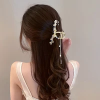 fashionable summer starfish shell large catch clip shark clips fashion imitation pearl tassel hair clips for girls