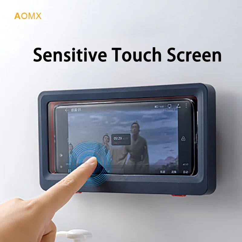 

Bathroom mobile phone waterproof box phone waterproof shell rack chasing drama artifact storage non perforated toilet wall