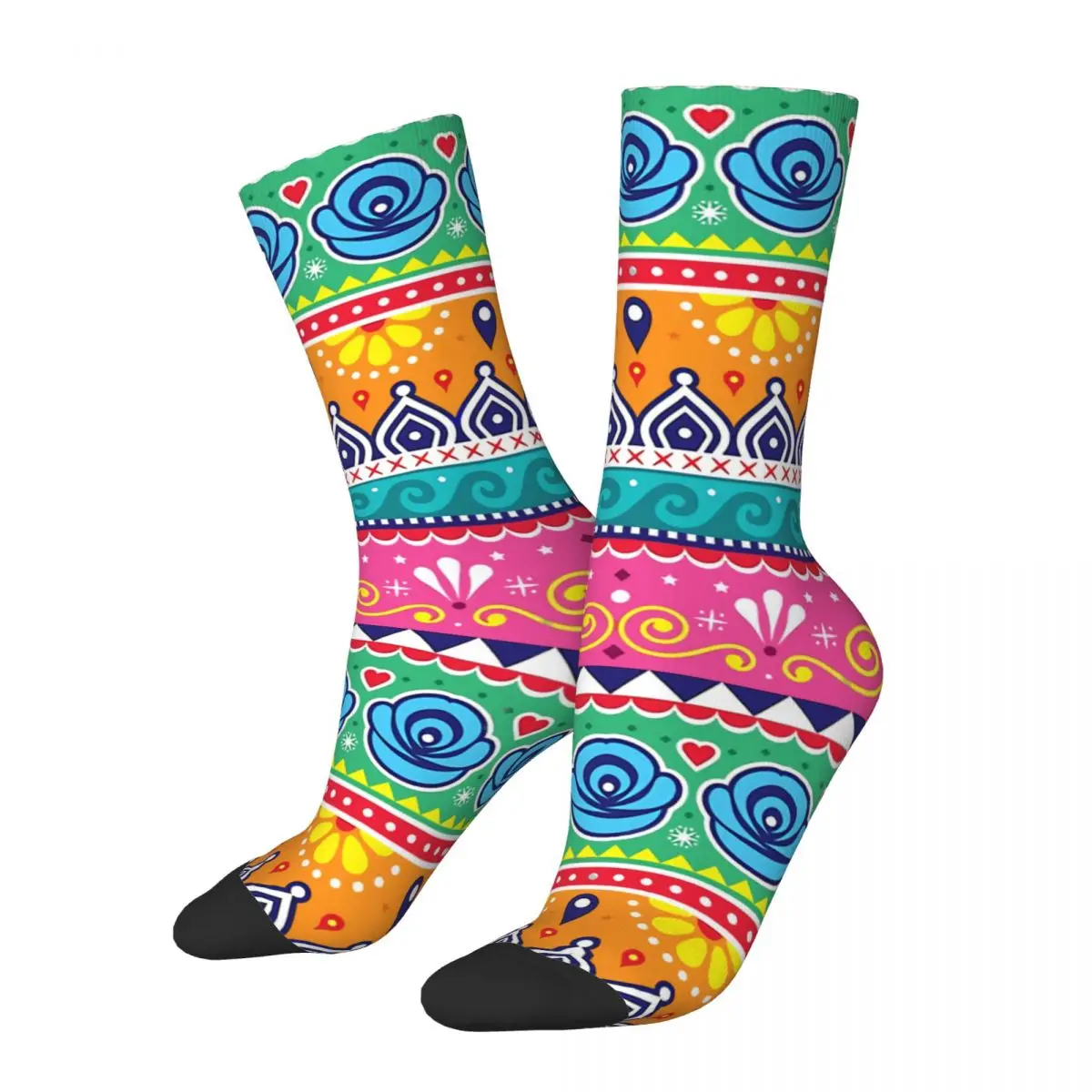 

Indian Rangoli Traditional Festival Design Colorful Ethnic Folk Socks Hiking 3D Print Boy Girls Mid-calf Sock