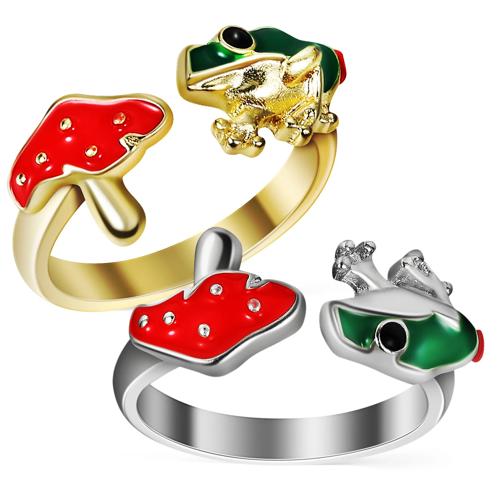 

2 Pcs Red Ring Frog Finger Jewelry Women Adjustable Open Accessories Lady Alloy Miss