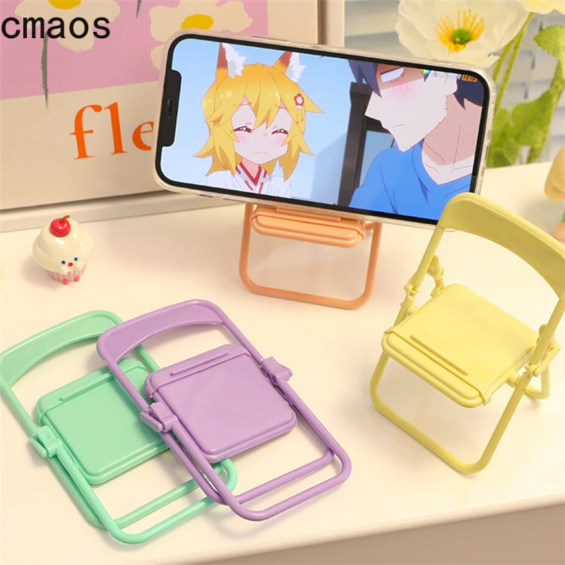 

Cute Color Chair Adjustable Phone Holder Stand For iPhone 13 Pro Foldable Mobile Phone Stand Desk Holder Universal Lazy Bracket