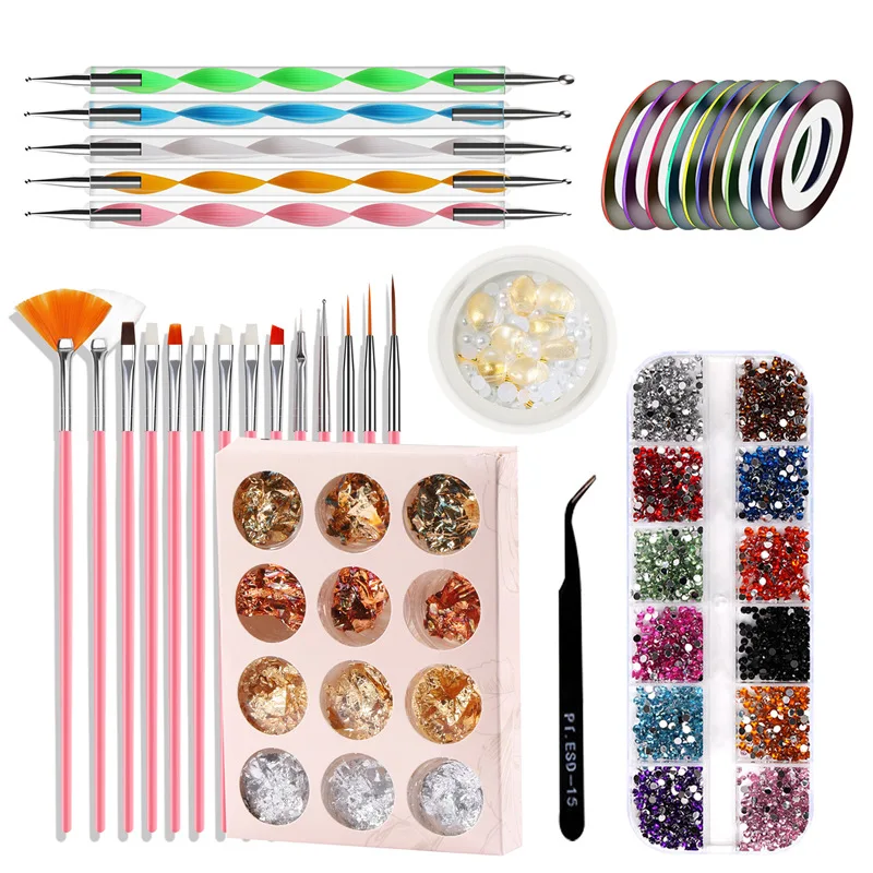 

Nail Art Pen Spot Drill Pen Jewelry Tin Foil Nail Art Set For Professionals Manicure Set For Nail Supplies Kit