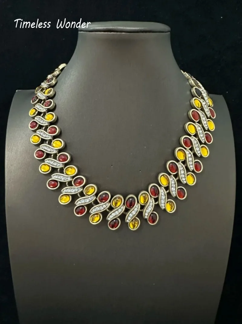 Вневременное чудесное необычное ожерелье с цирконием и гео-стеклом для женщин
