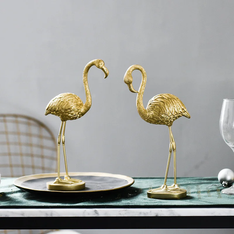 

Creative Light Luxury Golden Flamingo Window Home Decoration Resin Decoration Crafts TV Cabinet Personality Decorations for Gift