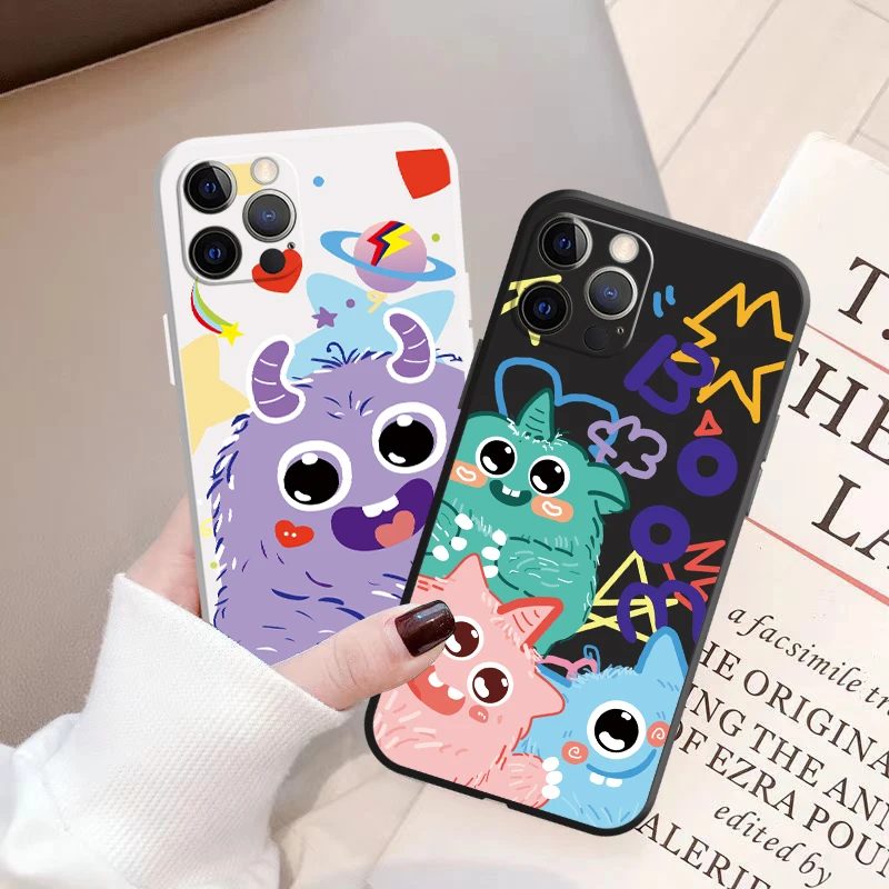 

Colorful Monster Phone Case For Case iPhone 11 SE 2020 6 6s 8 Plus 11 12 13 Max Pro Mini X Xr Xs 7 7P 33dr Talkie Painted Coque