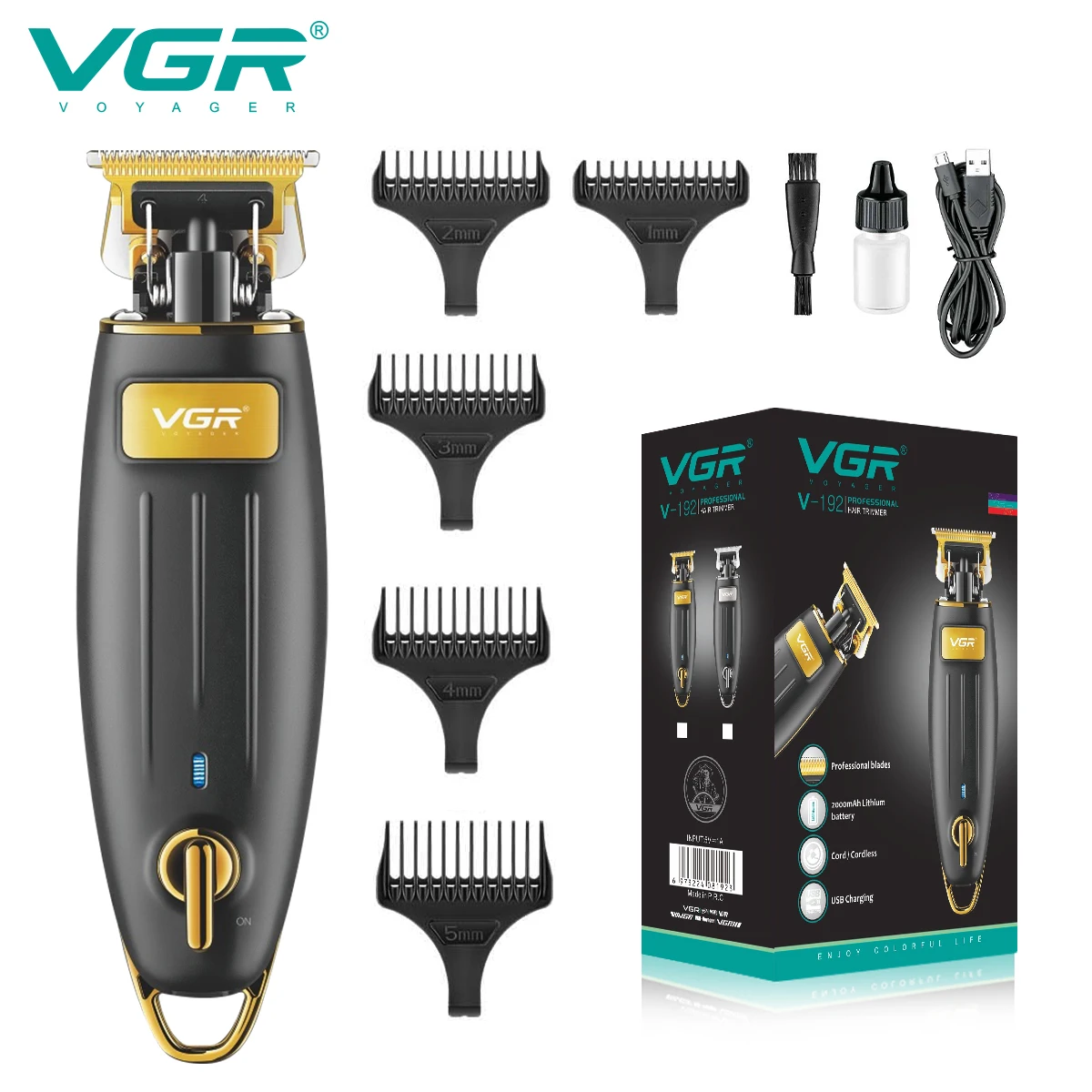 

VGR Hair Cutting Machine Professional Hair Clipper Cordless Barber Rechargeable Electri Beard Trimmer Hair Trimmer for Men V-192