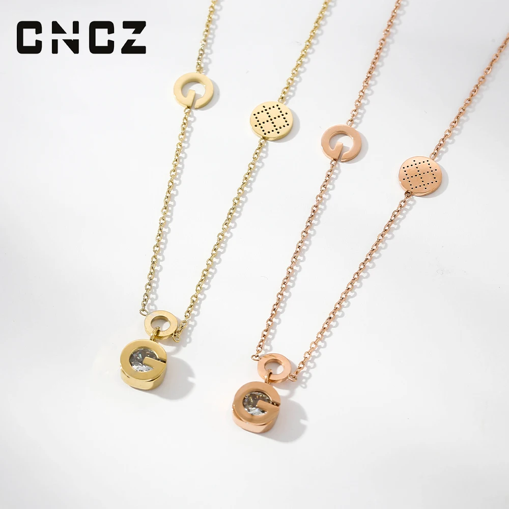 

Minimalist G-Word Initial Necklace Female Alphabet Stainless Steel Copper Pendant Chain Jewelry Birthday Gift Circular Choker