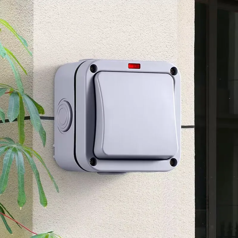 

IP66 Wall Switch Outdoor Waterproof 1 2 Gang 2Way Dustproof Doorbell Push Button Light Switch 110V~220V for Garden