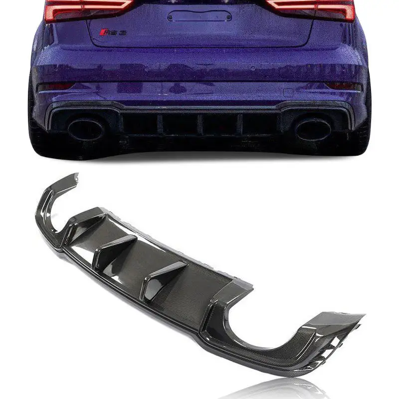 

High Quality Dry Carbon Fiber Rear Diffuser Bumper Lip Spoiler Protector for Audi Rs3 S3 A3