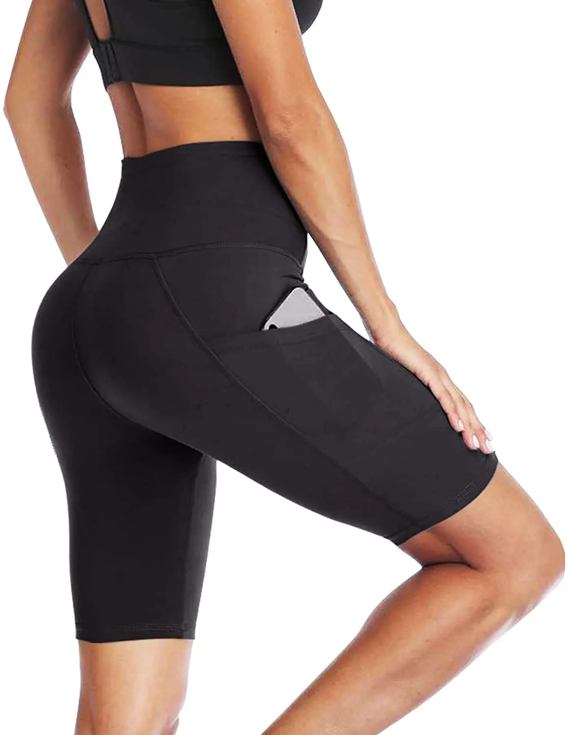 

CAMPSNAIL 4 Pack Biker Shorts for Women 8 In High Waist Tummy Control Workout Yoga Running Compression Exercise Shorts