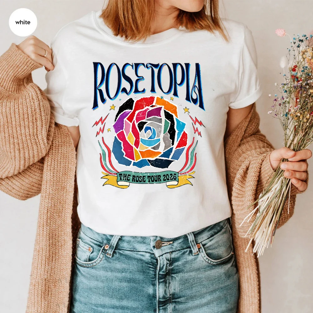 Фото Футболка The Rose Rosetopia 2026 World Tour, ретро-футболка The Rose, модная футболка K-pop группы, футболка с коротким рукавом Woosung Taegyeom №4