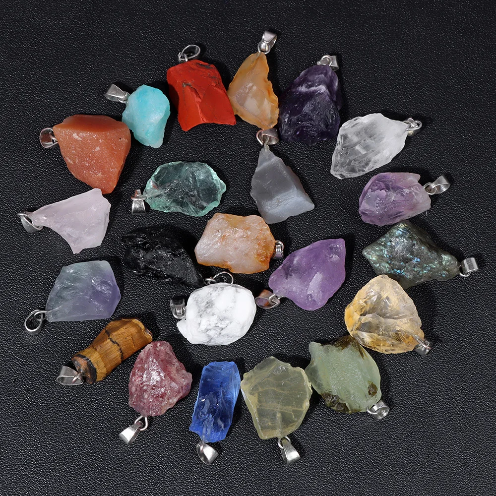

5pcs/lot Natural Stone Pendant Irregular Rough Quartz Crystal Energy Charms For Jewery Making Earrings Necklace DIY Accessories
