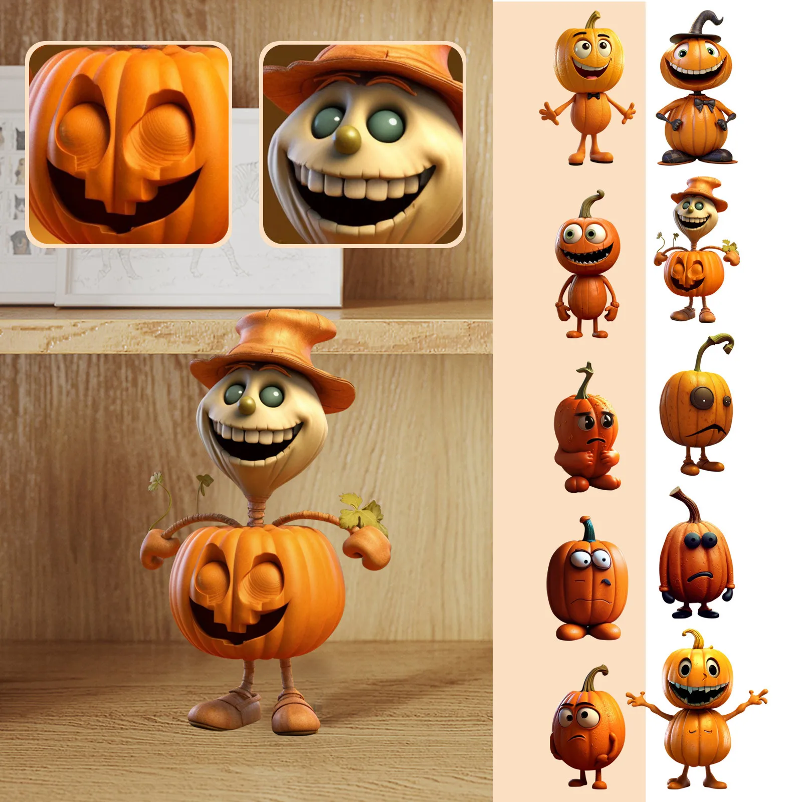 

Halloween Pumpkin Outdoor Accessories Home Living Room Ornaments Spooky Party Pumpkin Resin Crafts Desk Patio Garden Decorations