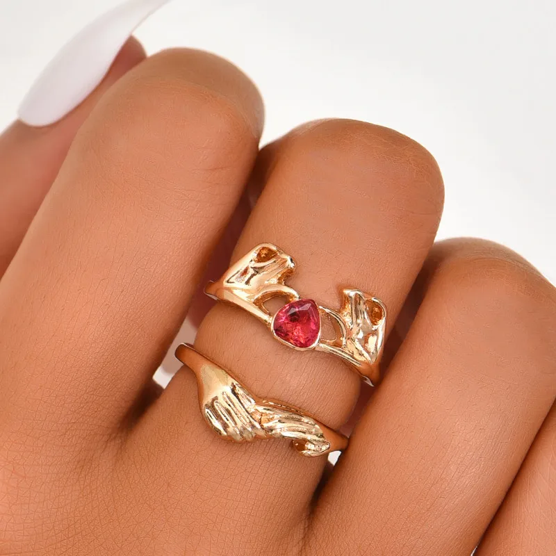 

Punk Alloy Finger Rings Female Jewelry Gifts 2 Pcs/Set